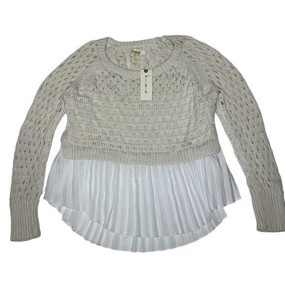 FINAL Last Chance NWT Anthropologie Maeve Layered Pleated Sweater Ivory xs - Picture 6 of 15
